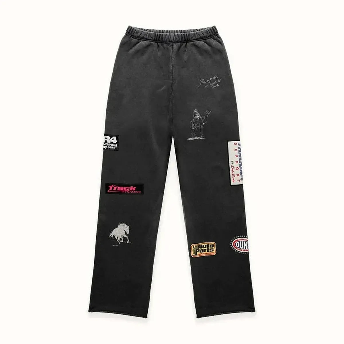 Duke + Dexter DR4 Embroidered Sweatpants in Washed Black