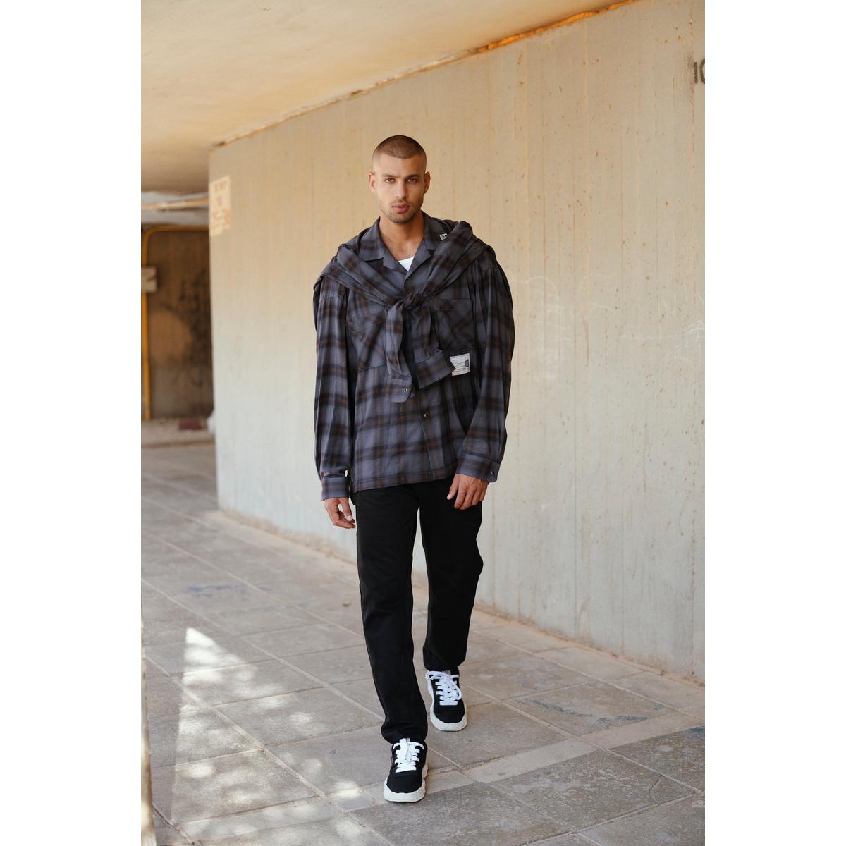 Maison Mihara Sleeve Layered Check Shirt