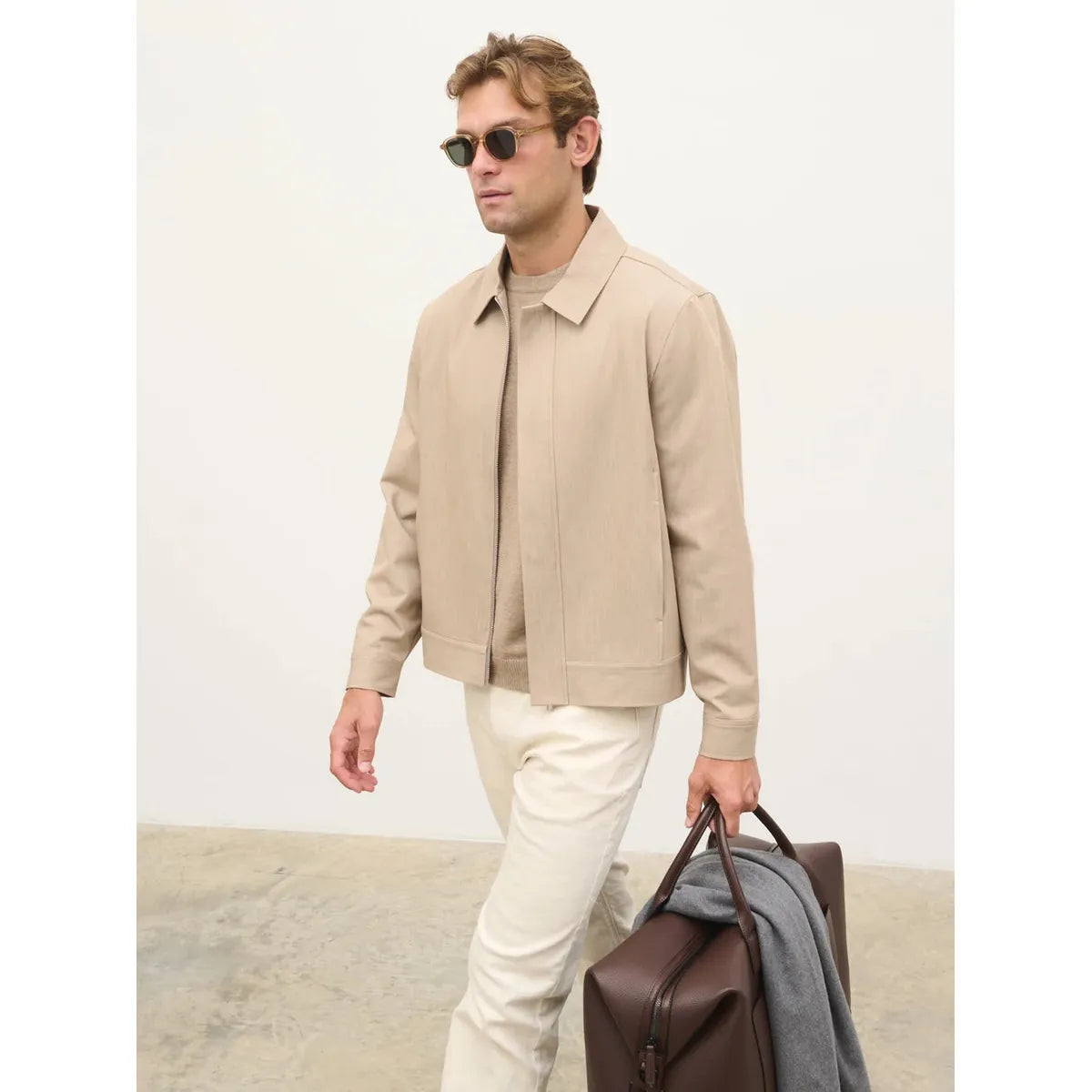 NOBL Danyal Collared Linen Jacket Beige