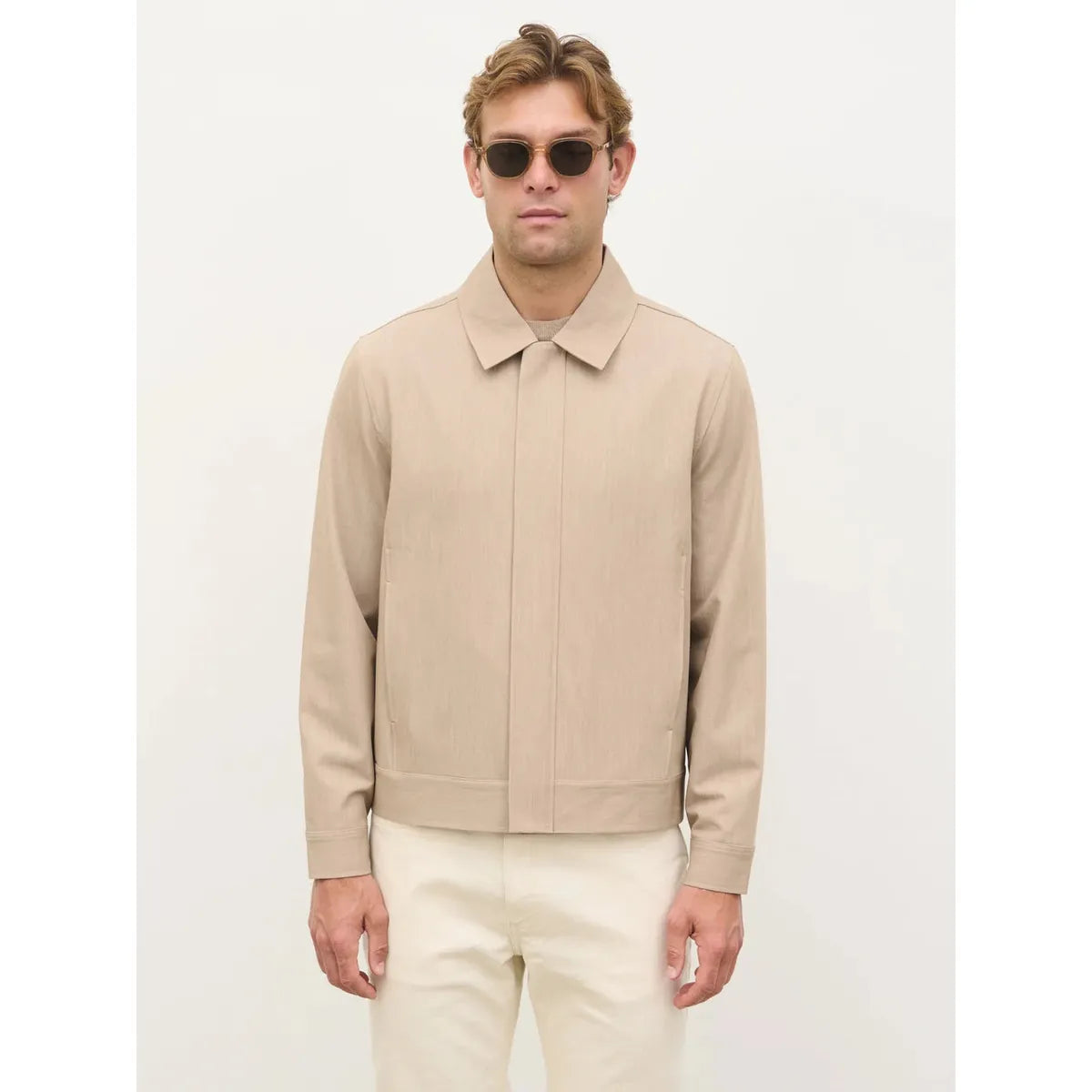 NOBL Danyal Collared Linen Jacket Beige