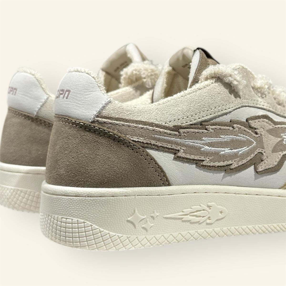 Enterprise Japan X Mr Something EGG Rocket Sneakers In Marble/Ecru/Bianco Suede and Nubuck