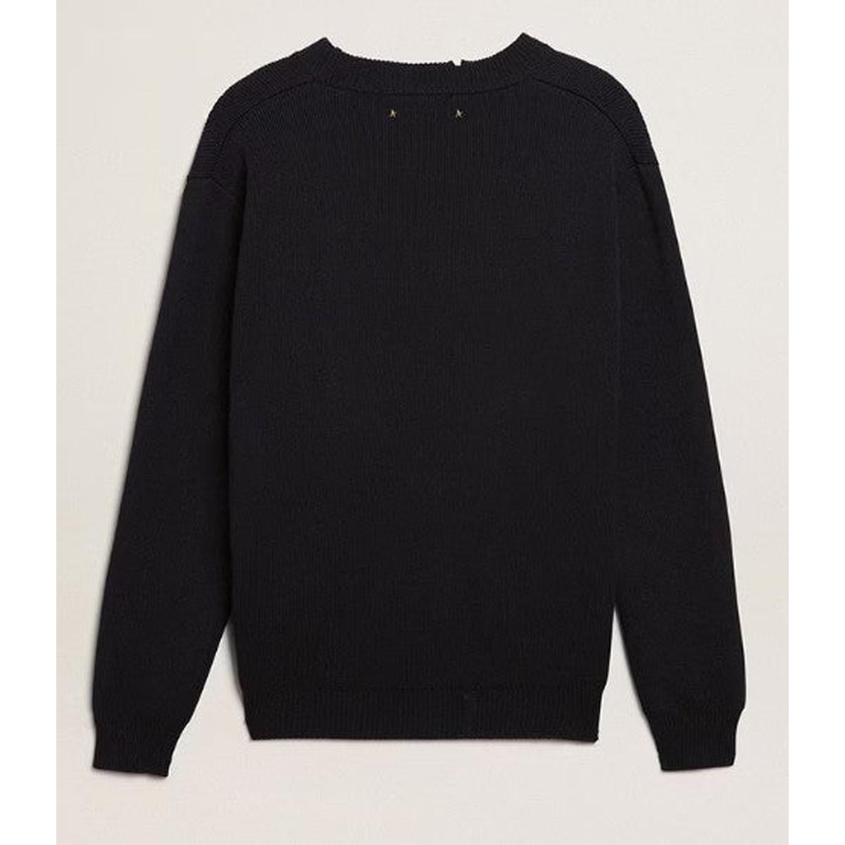 Golden Goose Round-Neck Cotton Sweater in Dark Blue