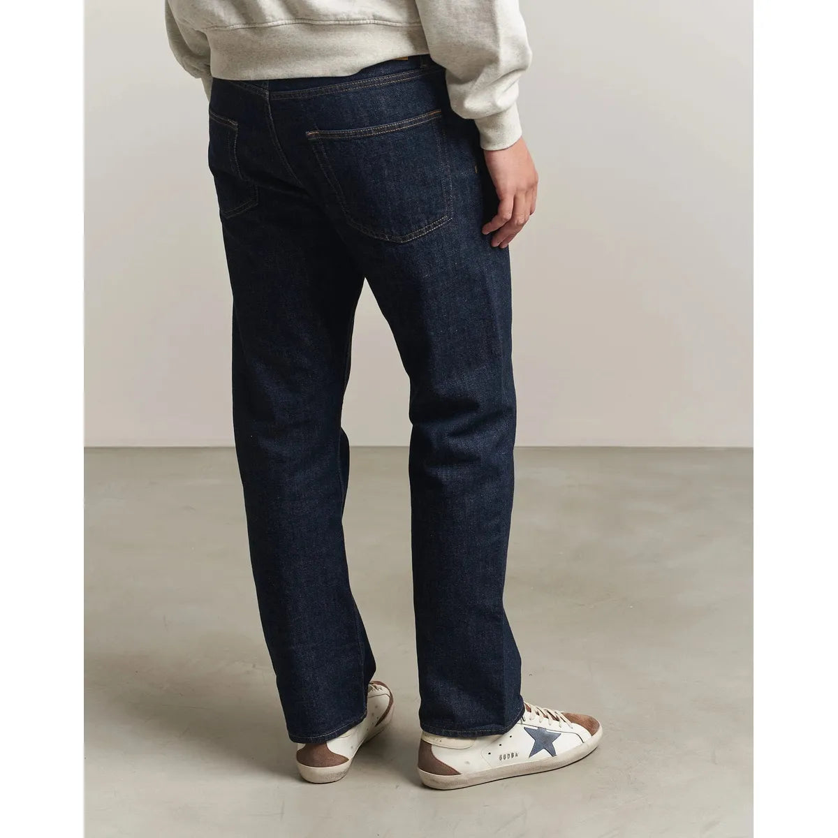 Golden Goose Super-Star Leather and Suede Sneakers in White, Brown and Denim Blue