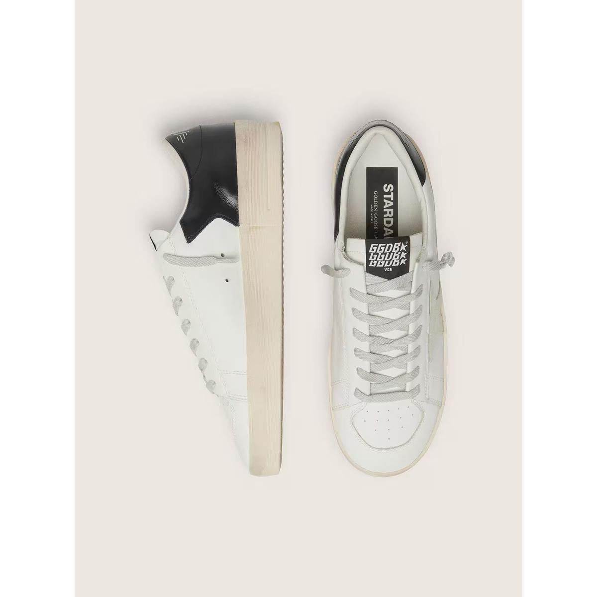 Golden Goose Stardan Leather and Suede Sneakers in Ice-Gray and Blue-Navy