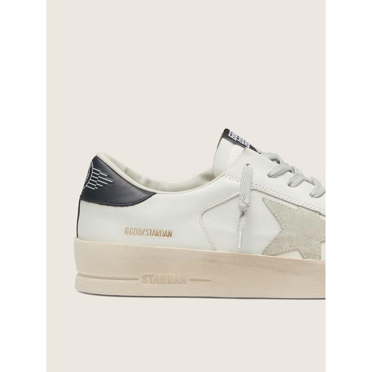 Golden Goose Stardan Leather and Suede Sneakers in Ice-Gray and Blue-Navy