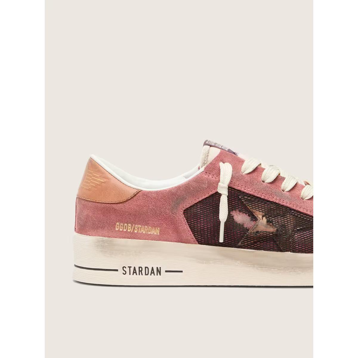 Golden Goose Stardan Suede, Nylon and Leather Sneakers in Pink with Beige Star