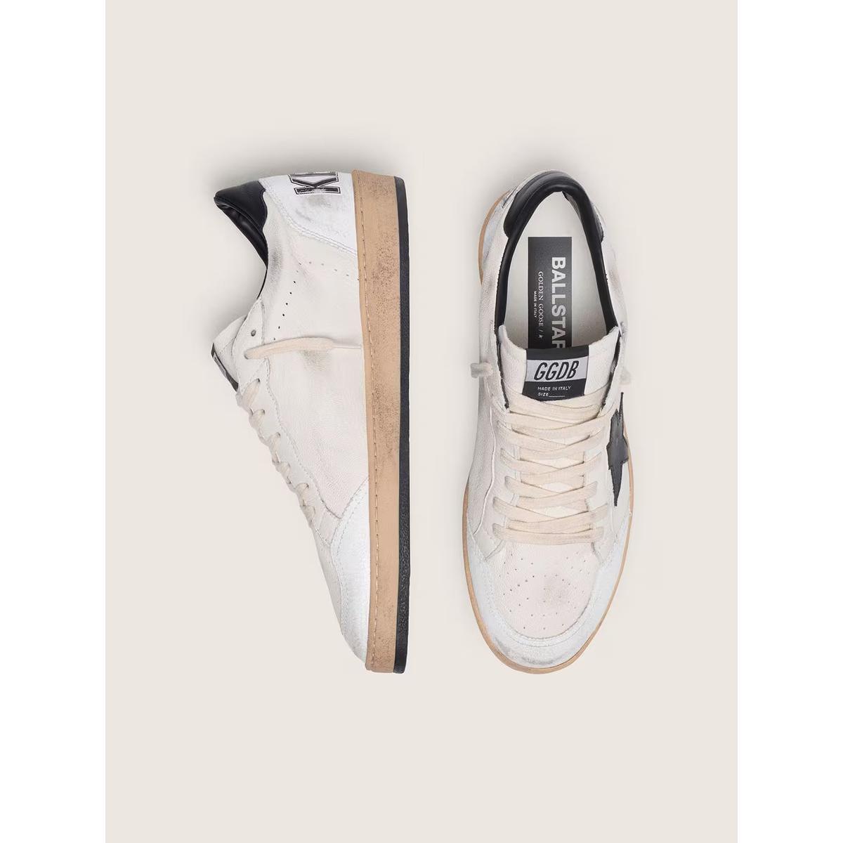 Golden Goose Ballstar Leather Sneakers in White and Black