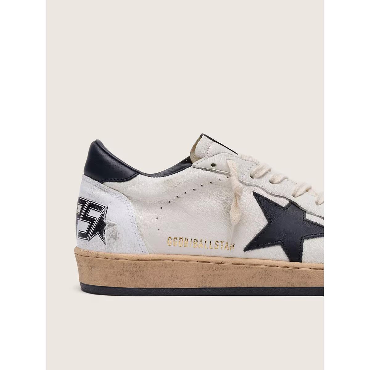 Golden Goose Ballstar Leather Sneakers in White and Black