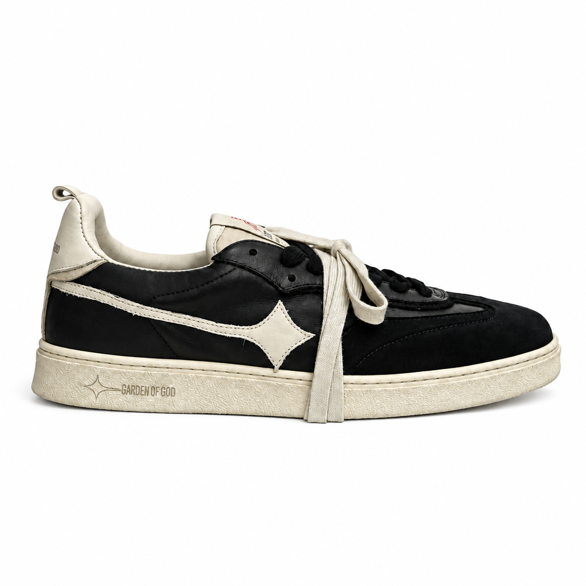 Garden Of God Earth Leather Sneakers in Black Off White