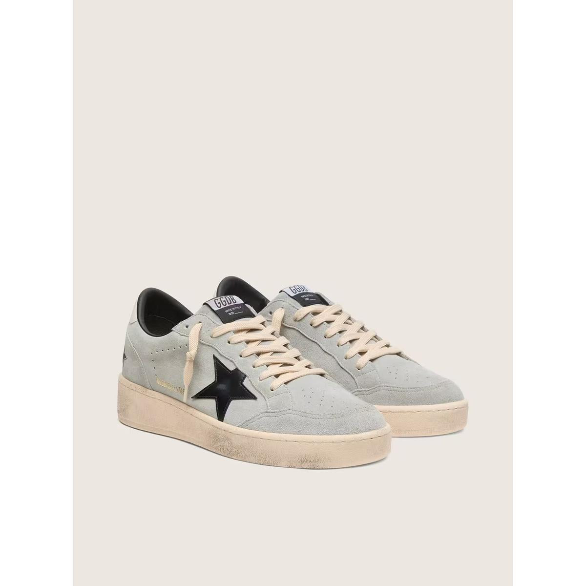 Golden Goose Ballstar Suede and Leather Sneakers in Grey, Black and Cream