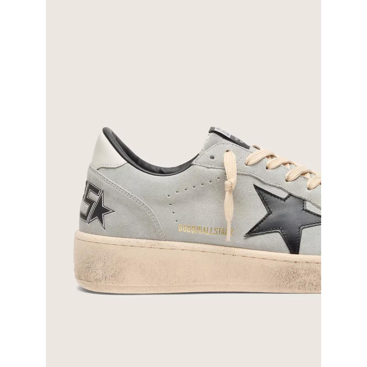 Golden Goose Ballstar Suede and Leather Sneakers in Grey, Black and Cream
