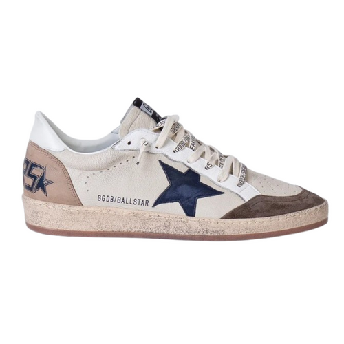 Golden Goose Ball Star Sneakers in Cream and Marble