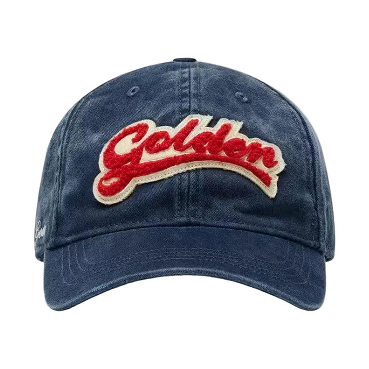 Golden Goose Baseball Cap in Denim Blue with Red and White Terry “Golden” Patch