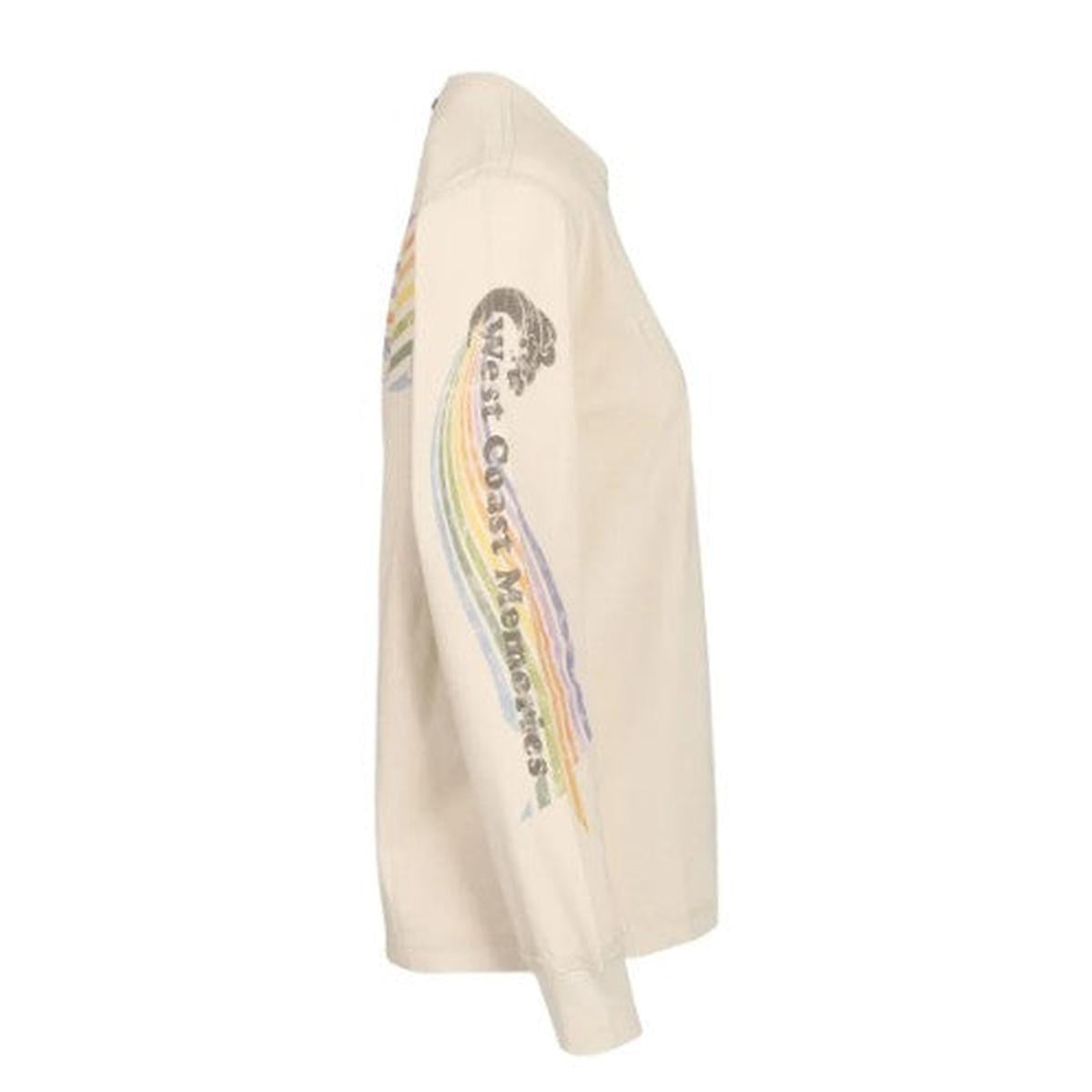 Golden Goose Long Sleeve T-Shirt in Dark Heritage Off-White with Multicolor Print