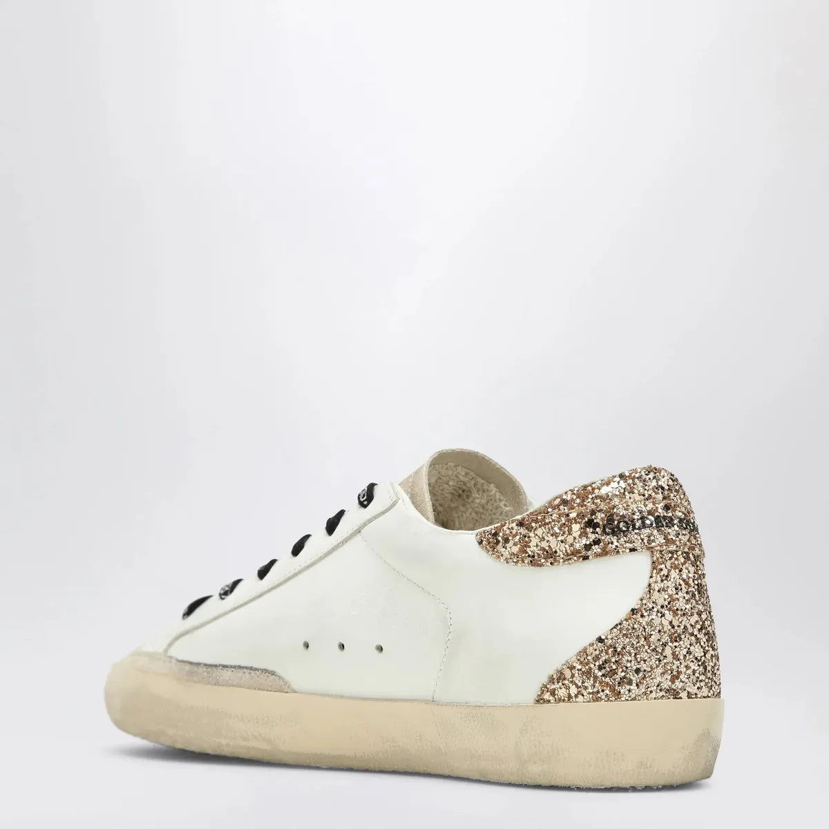 Golden Goose Super-Star Leather and Suede Sneakers in White, Silver, Gold and Black