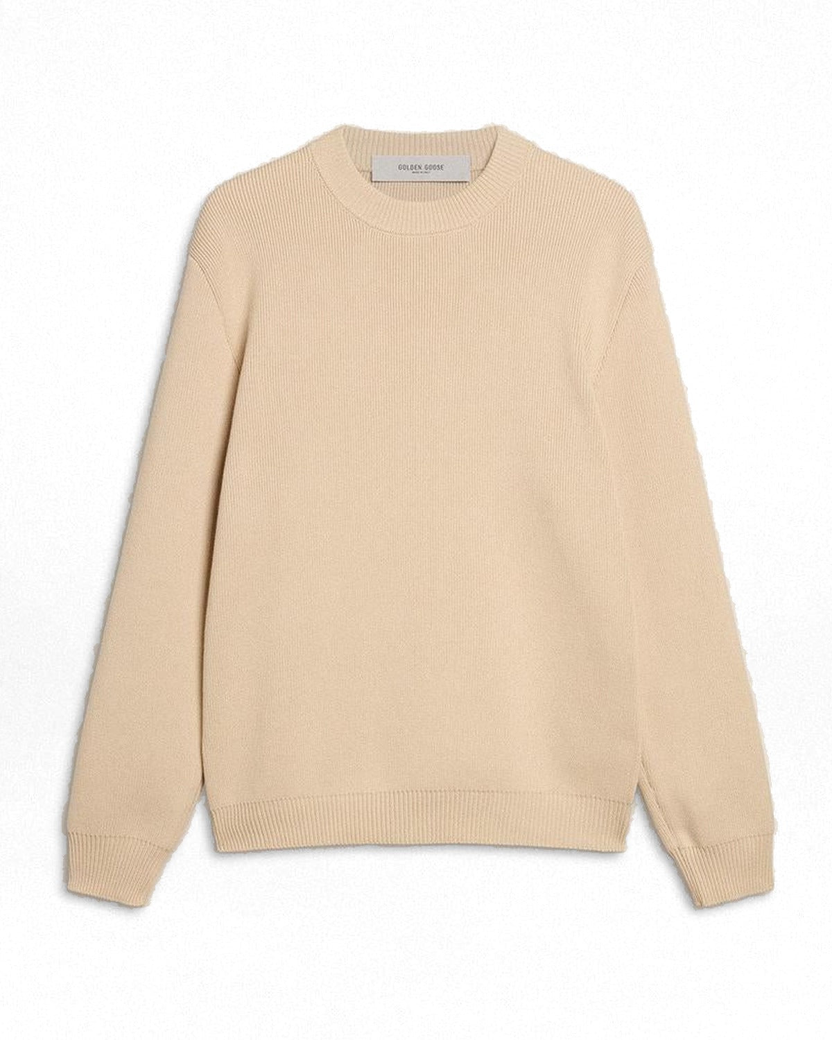 Golden Goose Logo Crew Neck Sweater in Beige