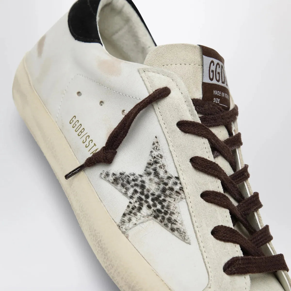 Golden Goose Super-Star sneakers in white with animal-print star