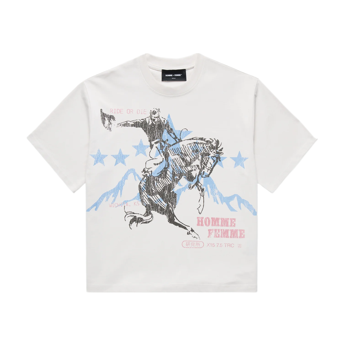 Homme + Femme Ride Or Die Cropped White T-shirt