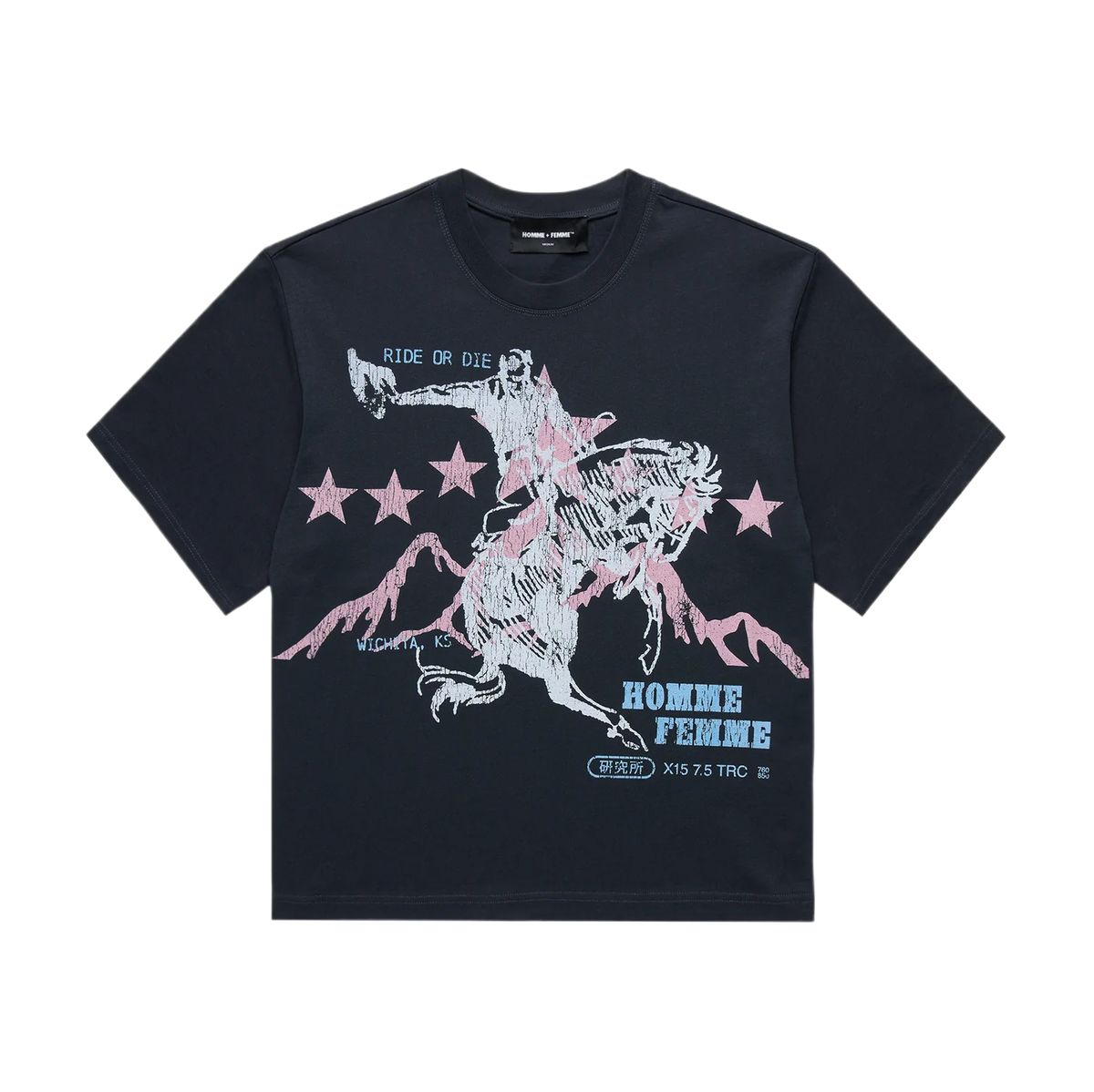 Homme + Femme Ride Or Die Cropped Black T-shirt