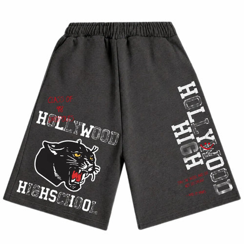 Amis et Fleurs Hollywood High Sweat Shorts in Black