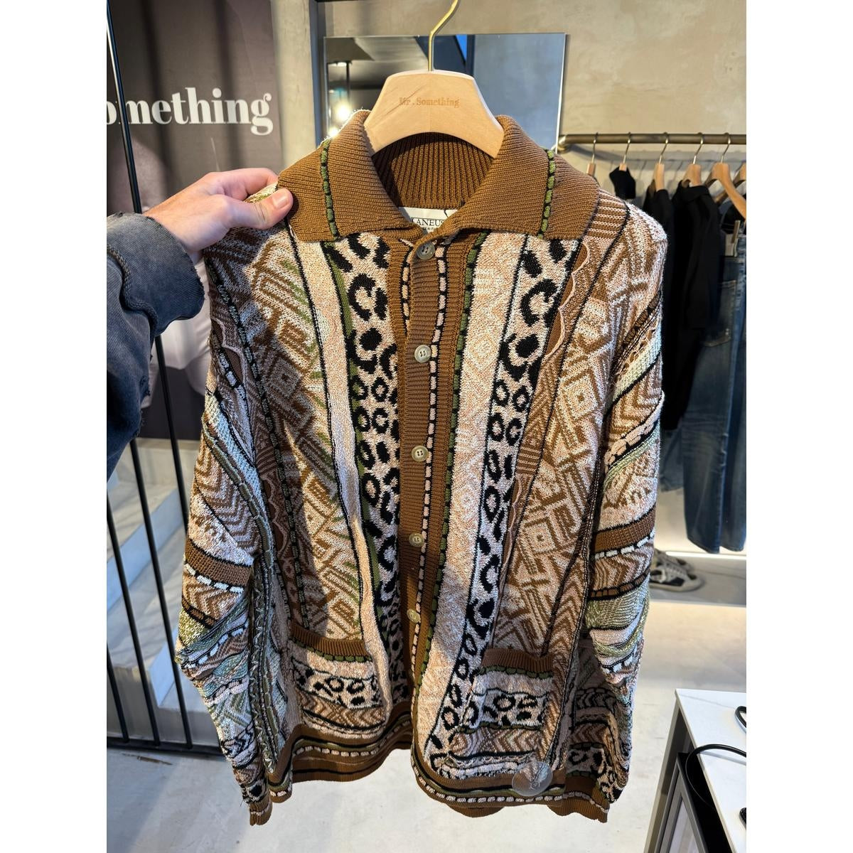 Laneus Oversized Knit Cardigan in Chocolate