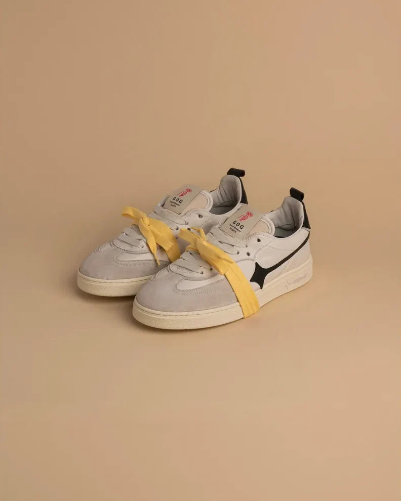 Garden of God Earth Leather Sneakers in Off-White and Black