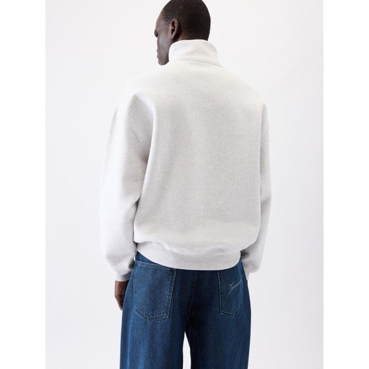 Jacquemus Gros Grain Zipped-Rollneck Sweatshirt in Grey
