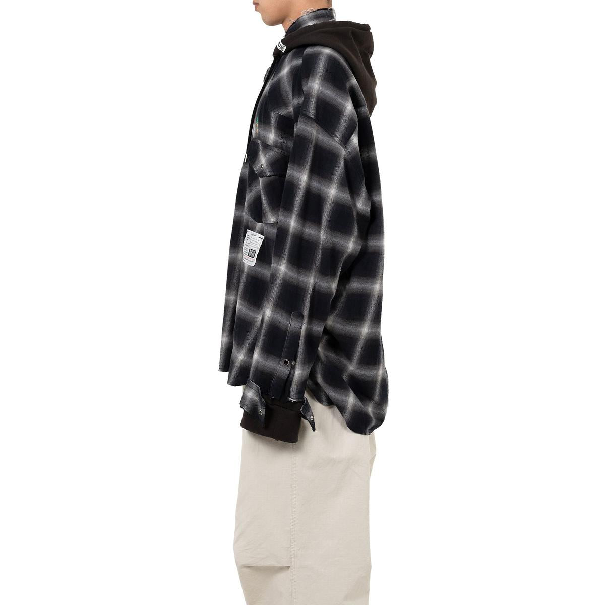 Maison Mihara Hoodie Combine Checkered Shirt