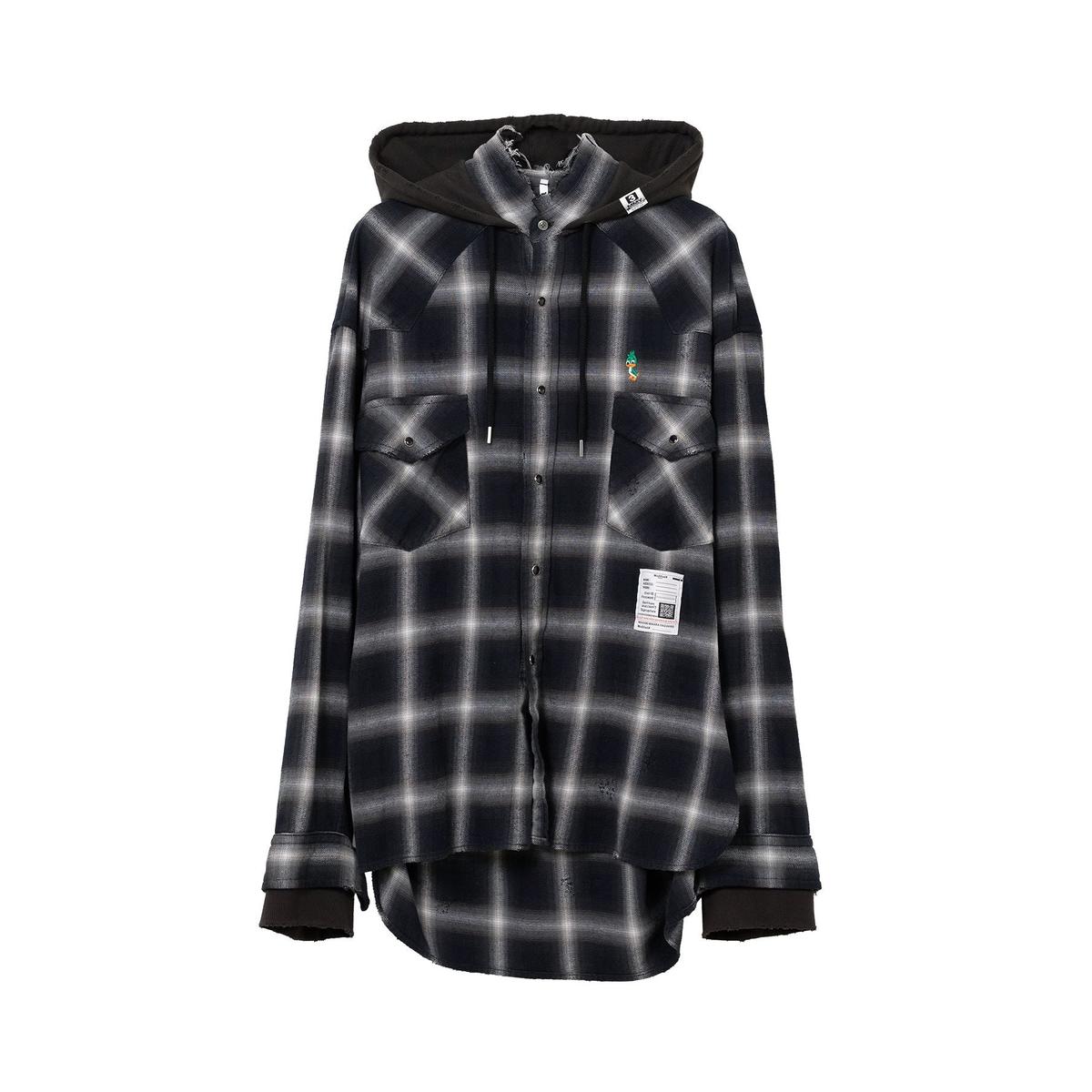 Maison Mihara Hoodie Combine Checkered Shirt
