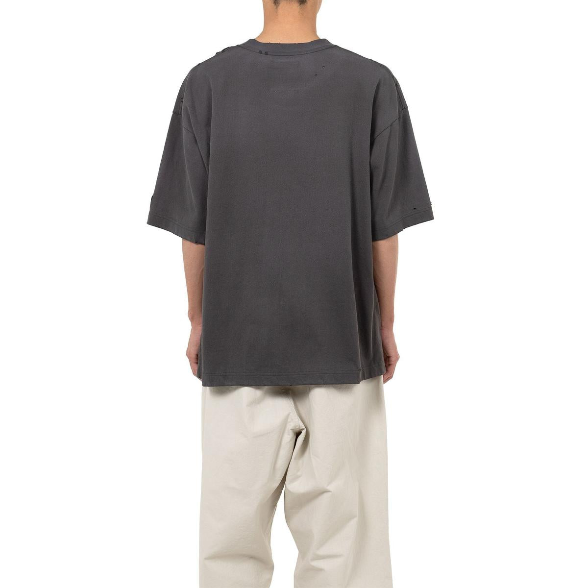 Maison Mihara Cat Printed Embellished Distressed T-shirt