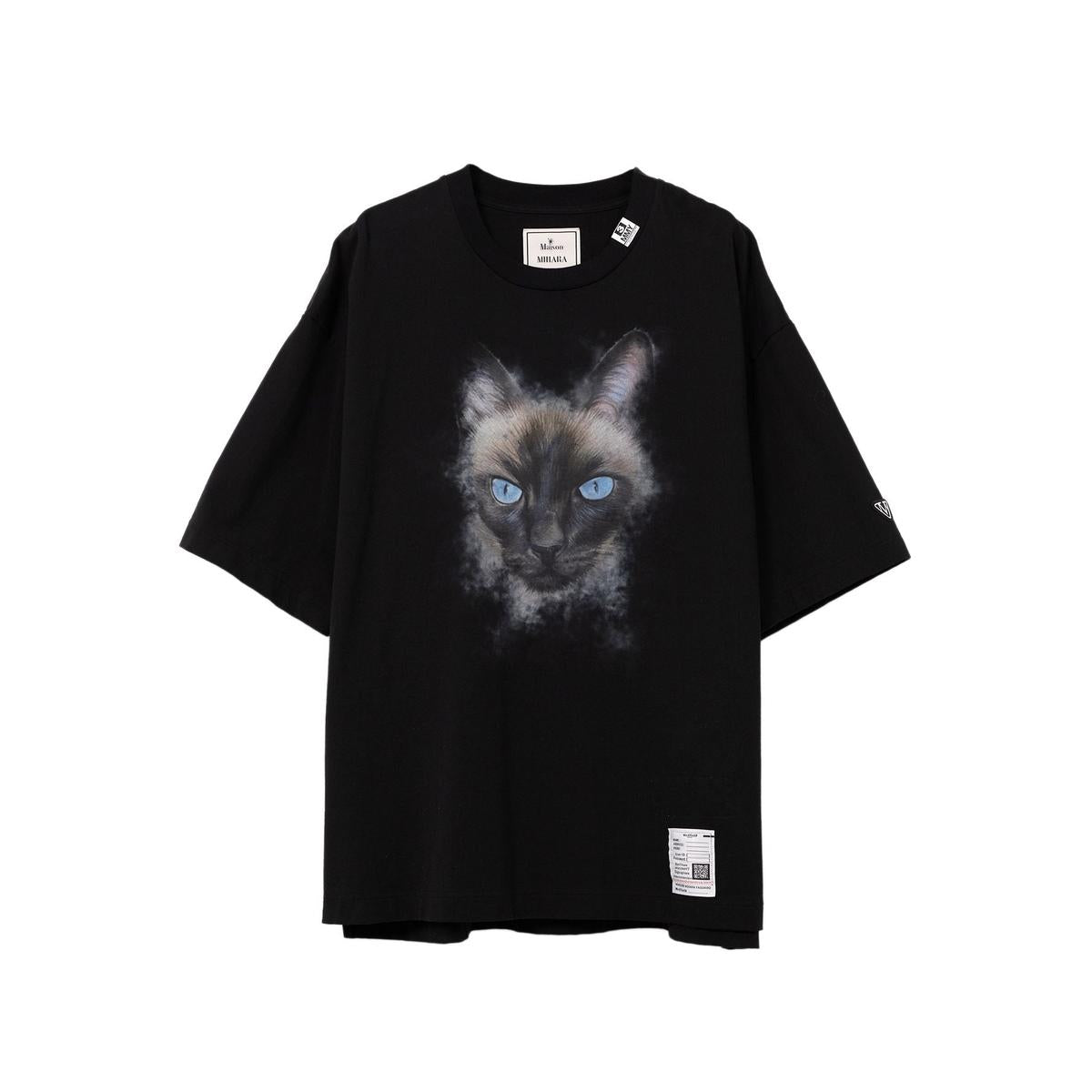 Maison Mihara Black Cat Printed T-shirt