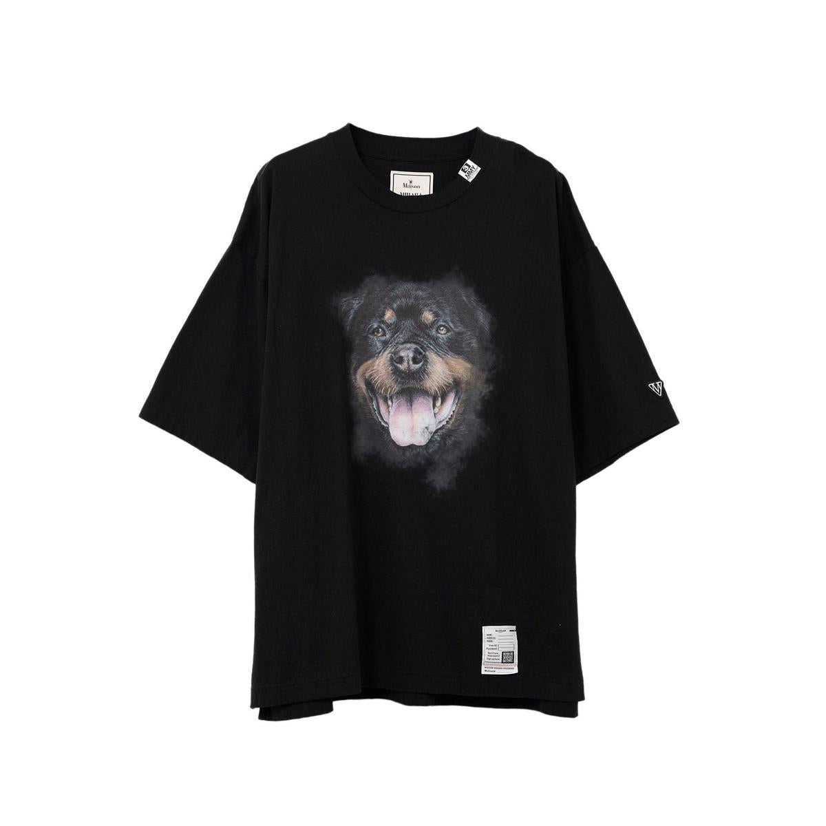 Maison Mihara Black Dog Printed T-shirt