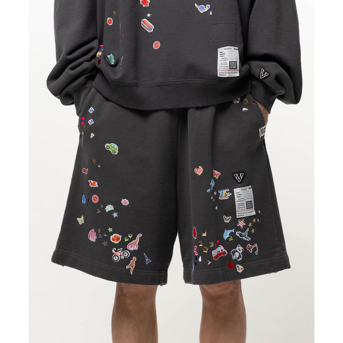 Maison Mihara Kids Sticker Printed Sweat Shorts