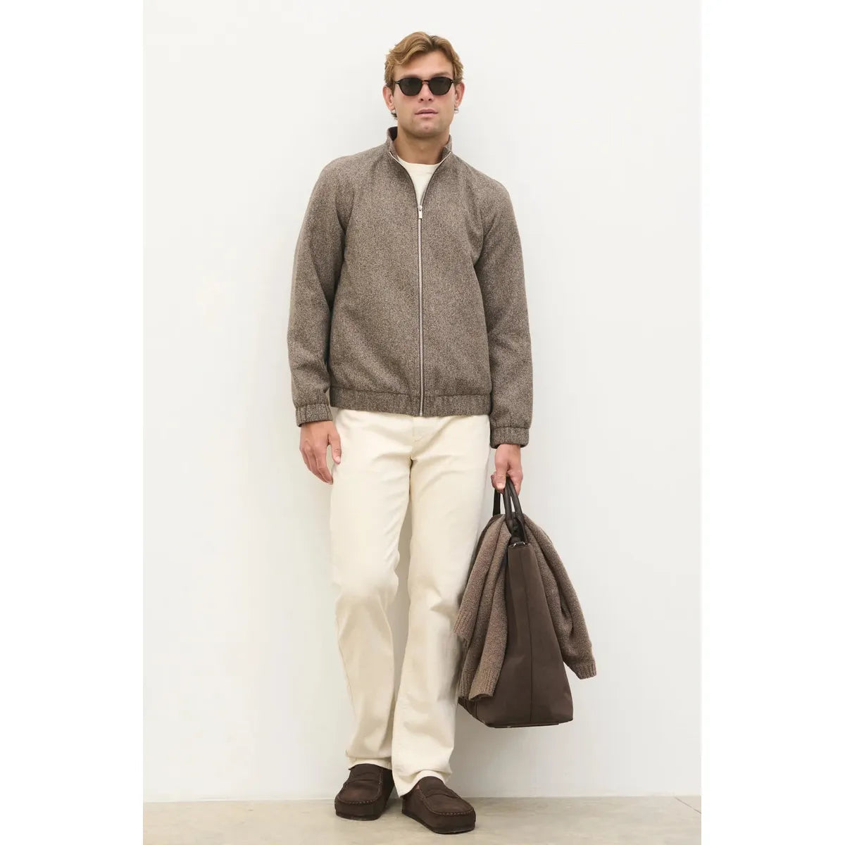 NOBL Jamie Funnel Neck Zip Jacket Brown