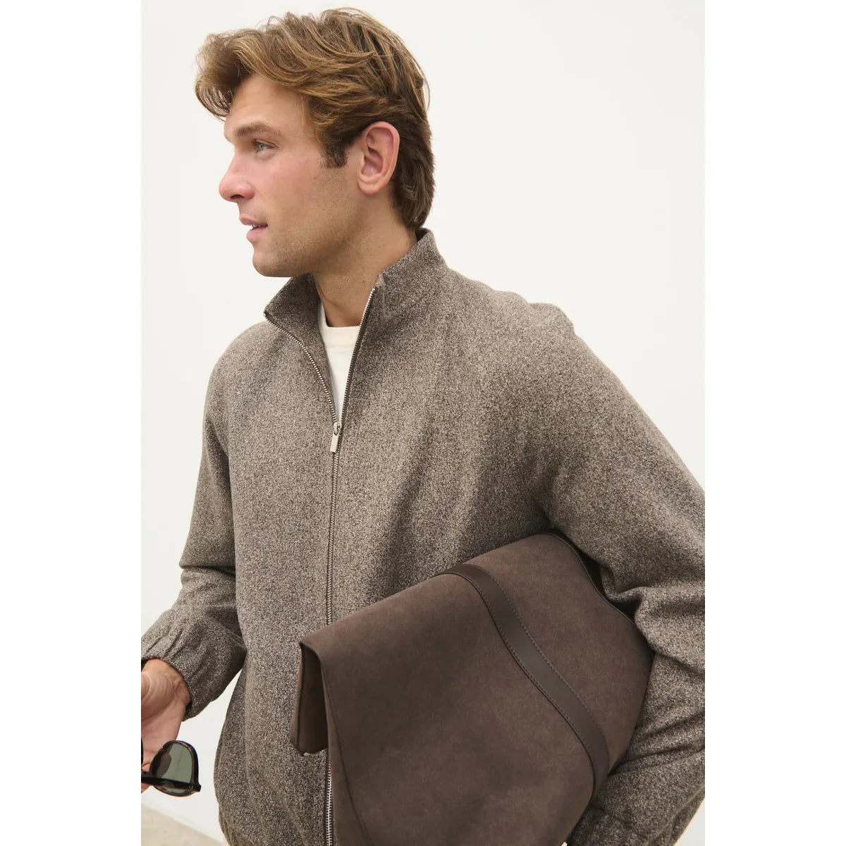 NOBL Jamie Funnel Neck Zip Jacket Brown