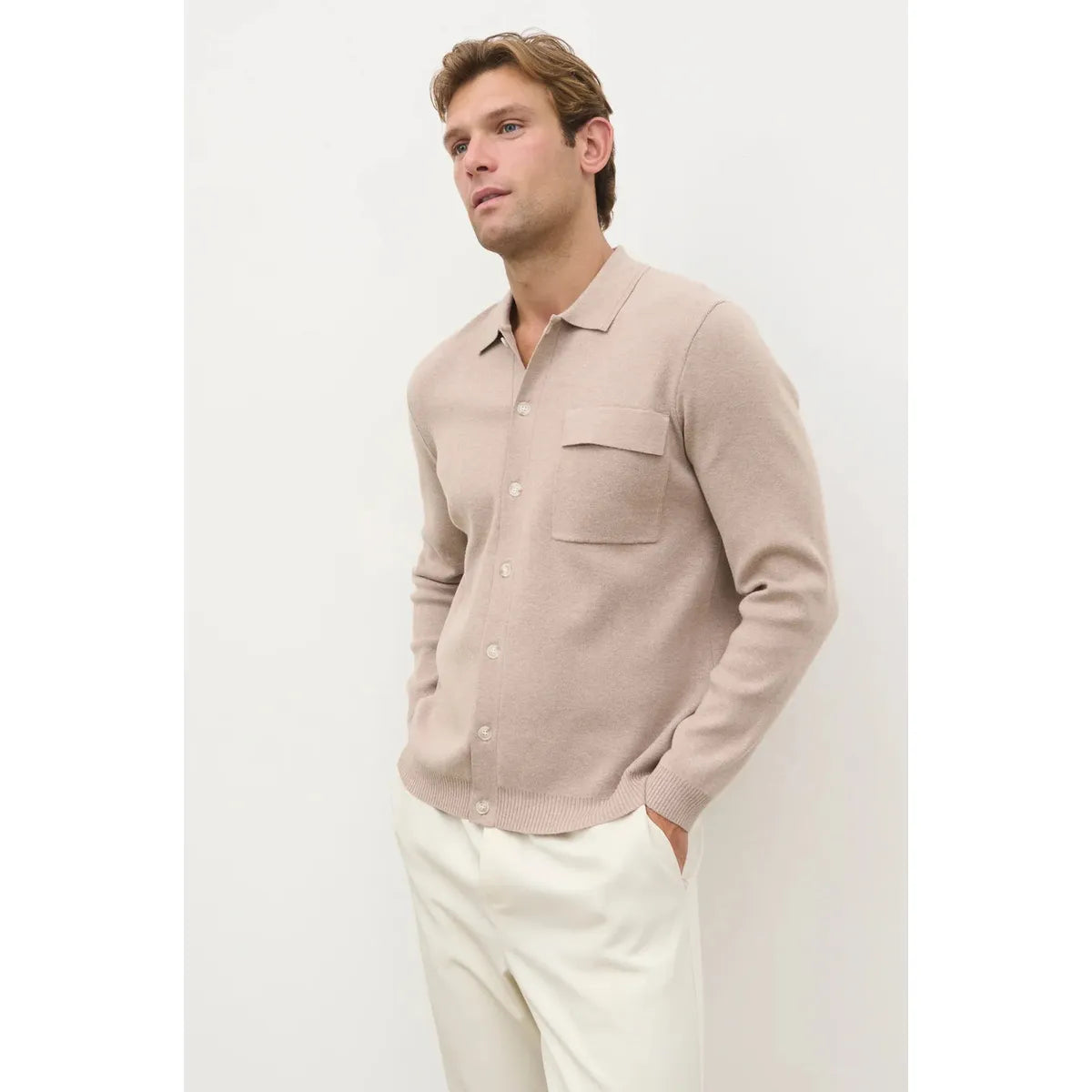 NOBL Koen Knitted Shirt Oatmeal