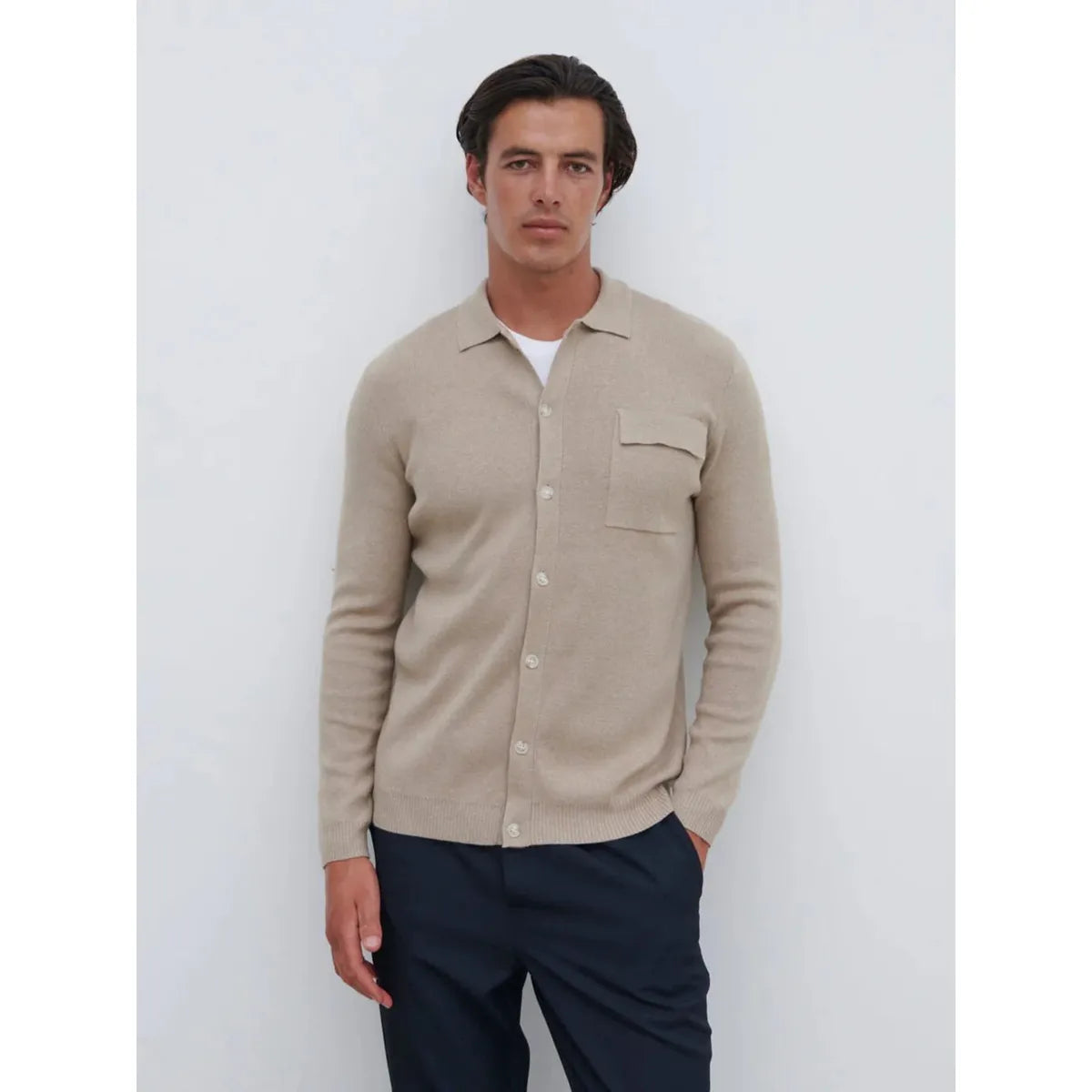 NOBL Koen Knitted Shirt Oatmeal