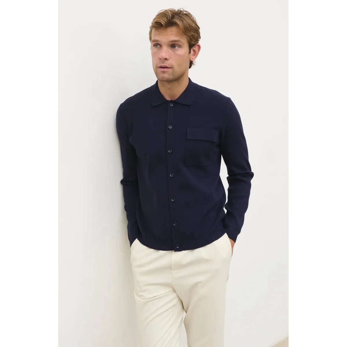 NOBL Koen Knitted Shirt Navy