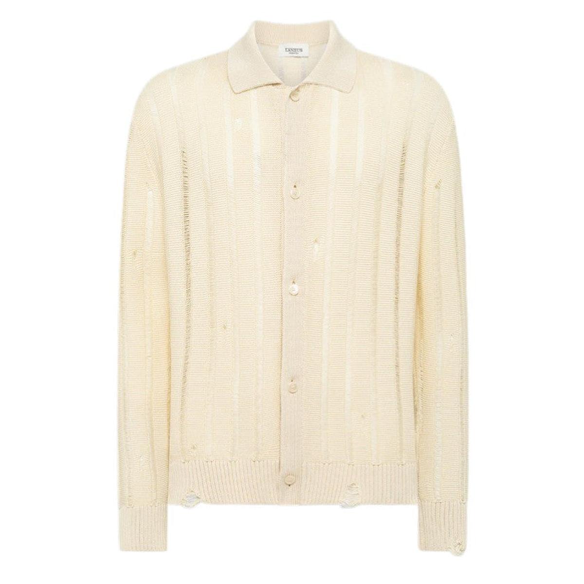 Laneus Beige Knitted Polo Shirt