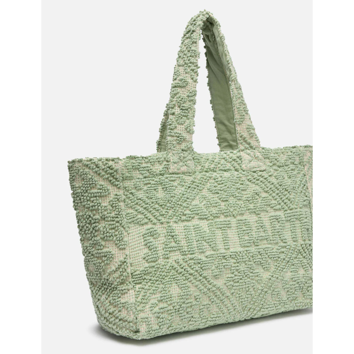 MC2 Saint Barth Vanity Cotton Tufting Tote Bag in Sage Green