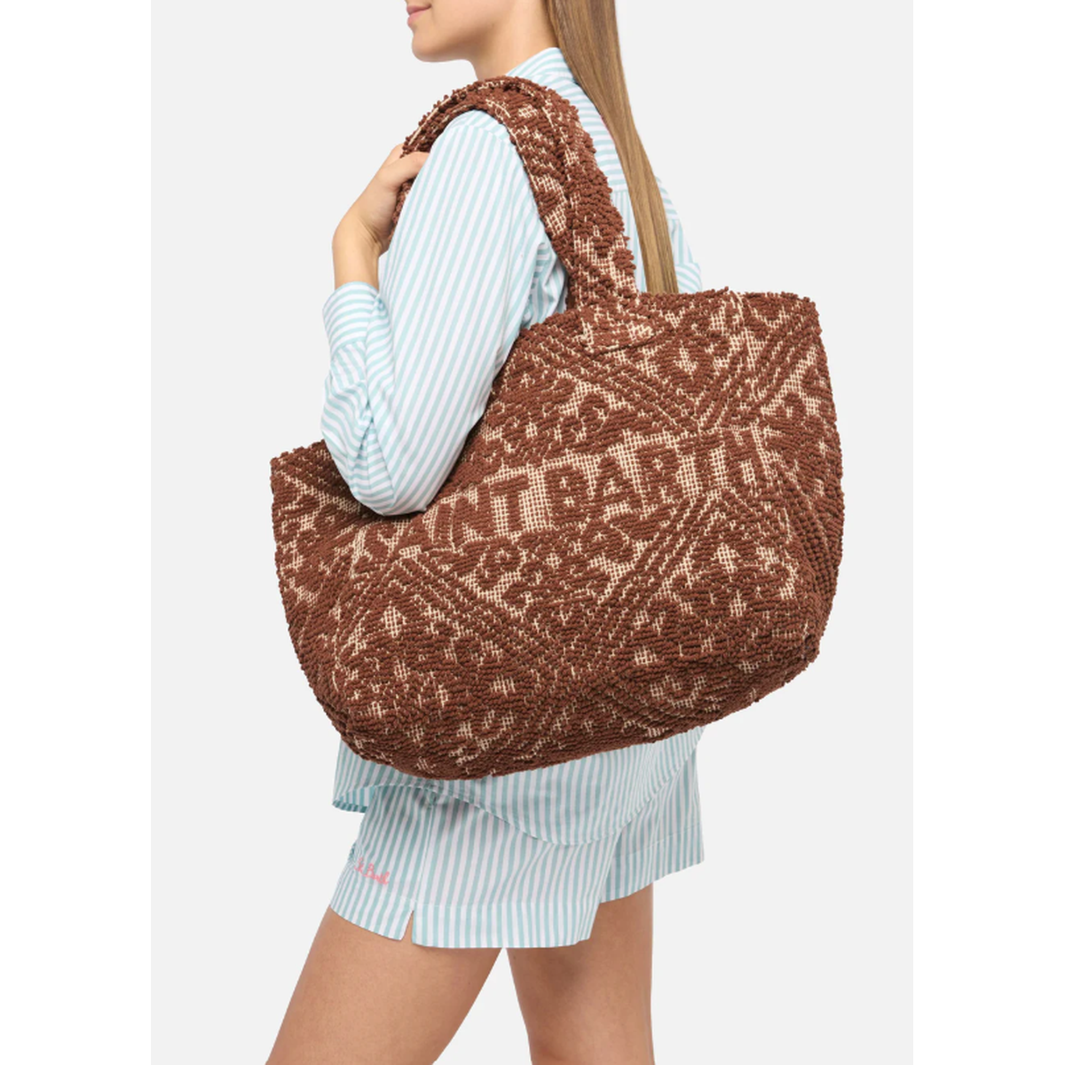 MC2 Saint Barth Vanity Cotton Tufting Tote Bag in Brown