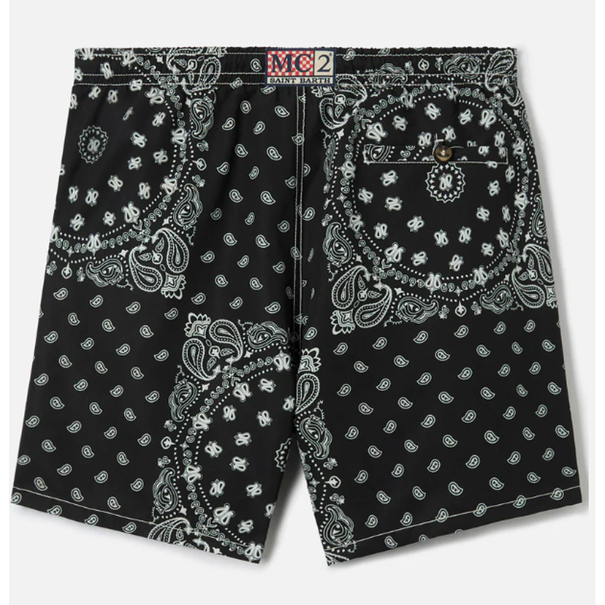 MC2 Saint Barth Caprese Swim Shorts in Black Bandana Print
