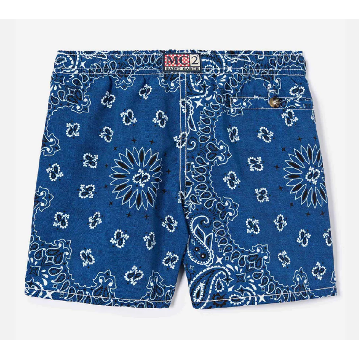 MC2 Saint Barth JR Caprese Swim Shorts in Navy Blue Bandana Print