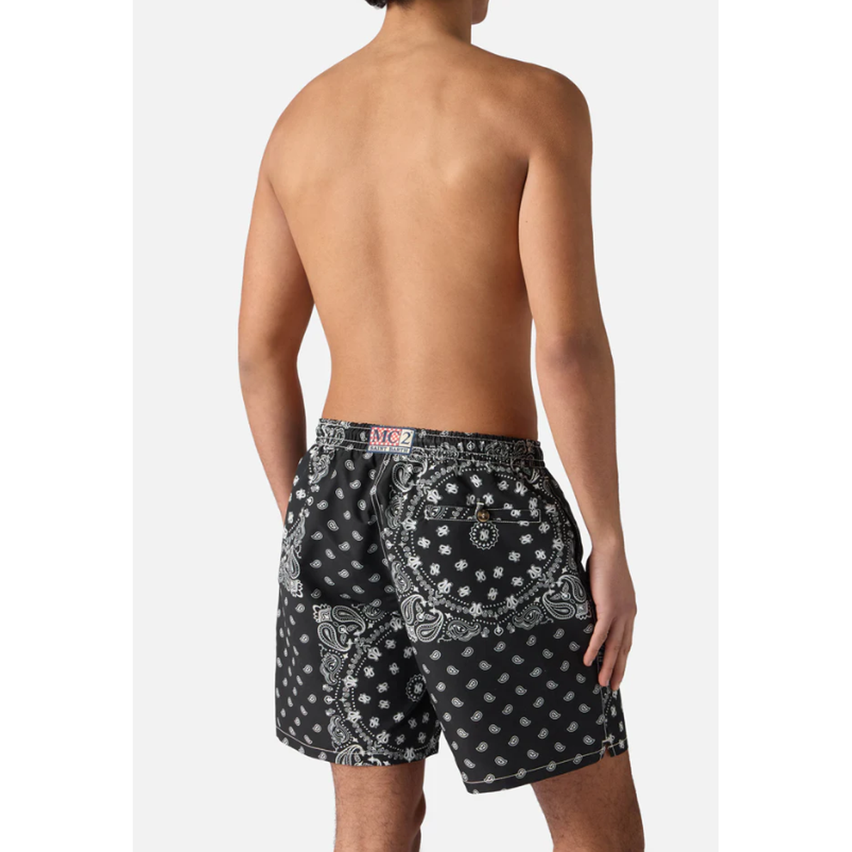 MC2 Saint Barth Caprese Swim Shorts in Black Bandana Print