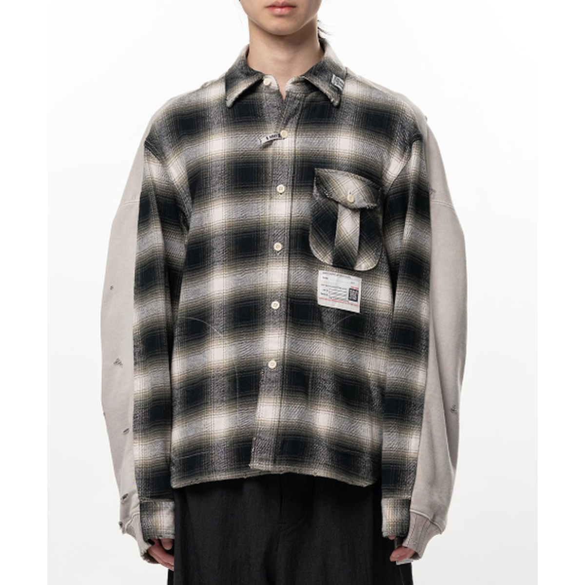 Maison Mihara Front Back Combined Check Shirt
