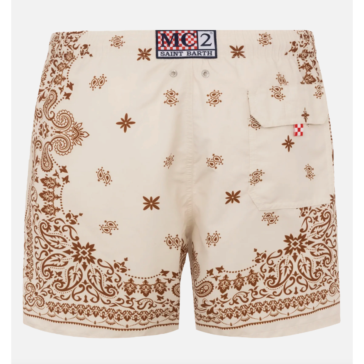 MC2 Saint Barth Gustavia Swim Shorts in Beige Bandana Paisley Print