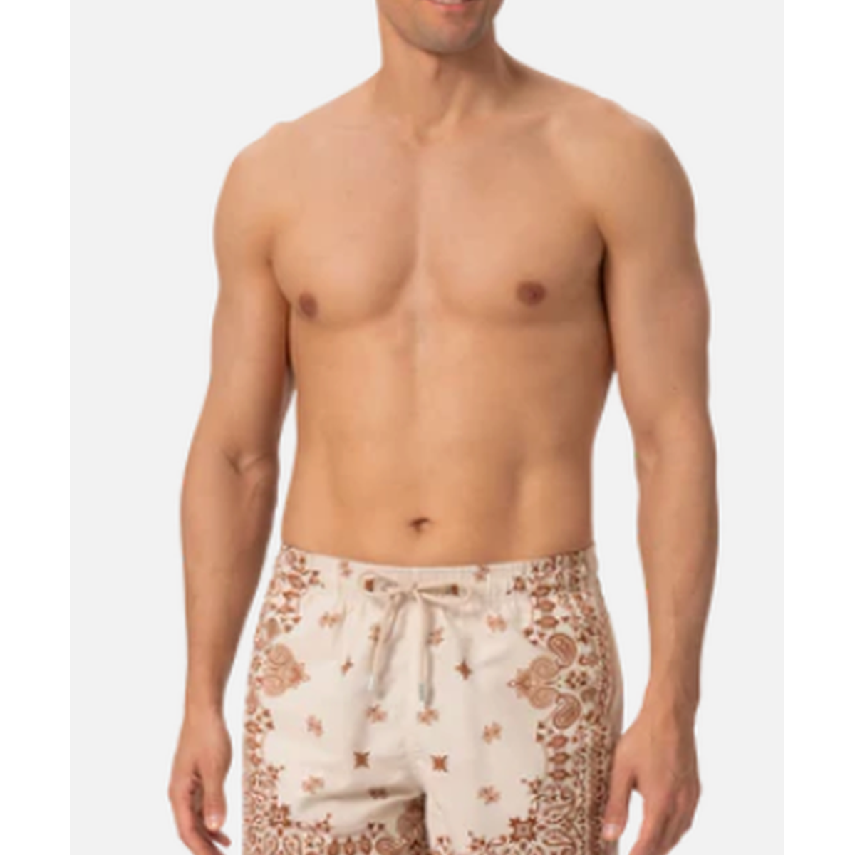 MC2 Saint Barth Gustavia Swim Shorts in Beige Bandana Paisley Print