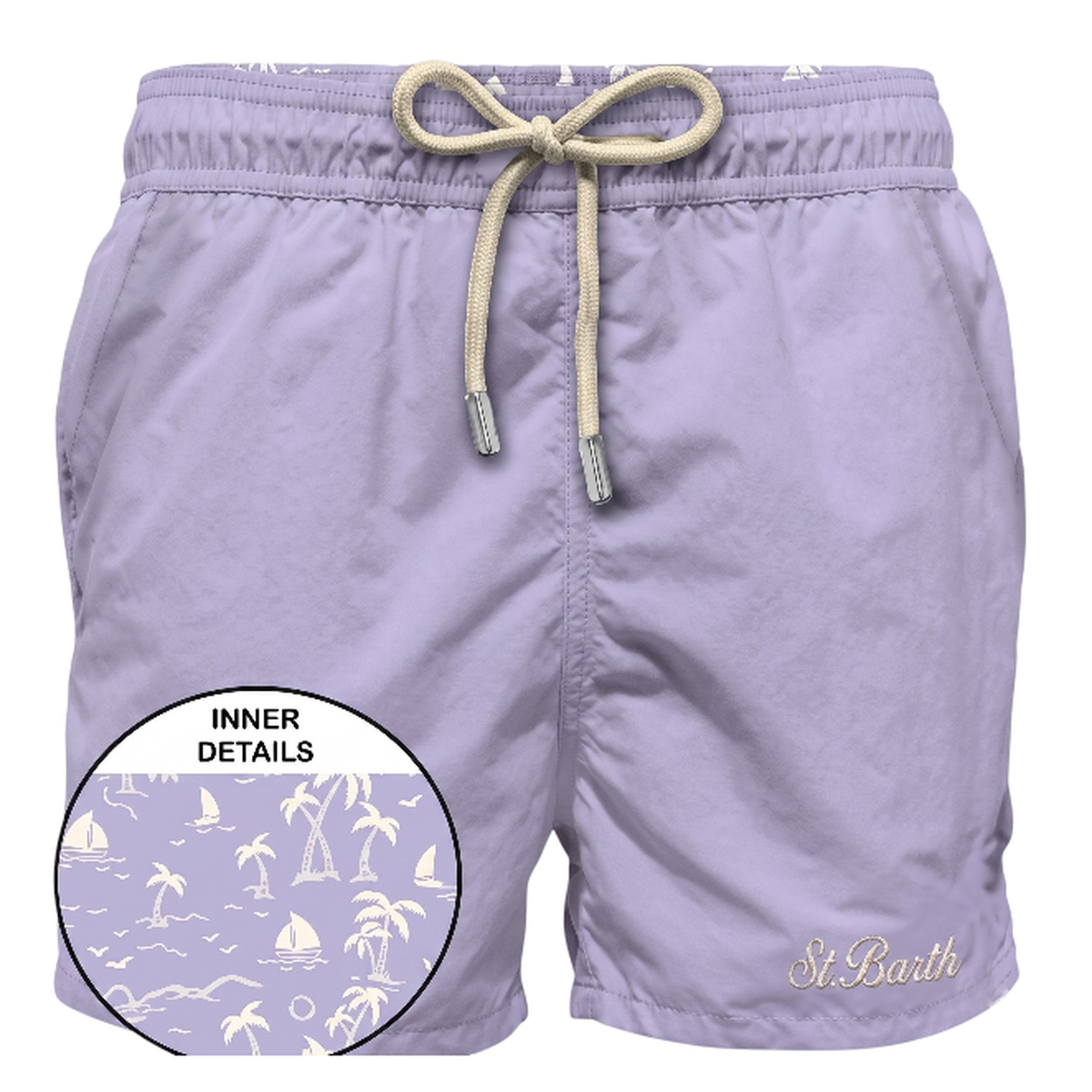 MC2 Saint Barth Patmos Swim Shorts in Lilac Toile Print