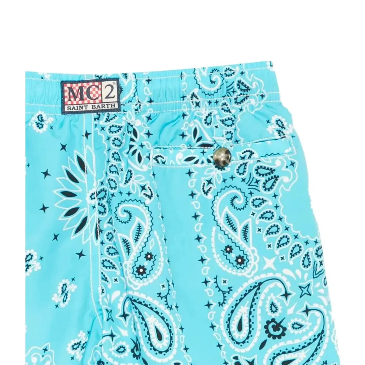 MC2 Saint Barth Kids Caprese Swim Shorts in Turquoise Bandana