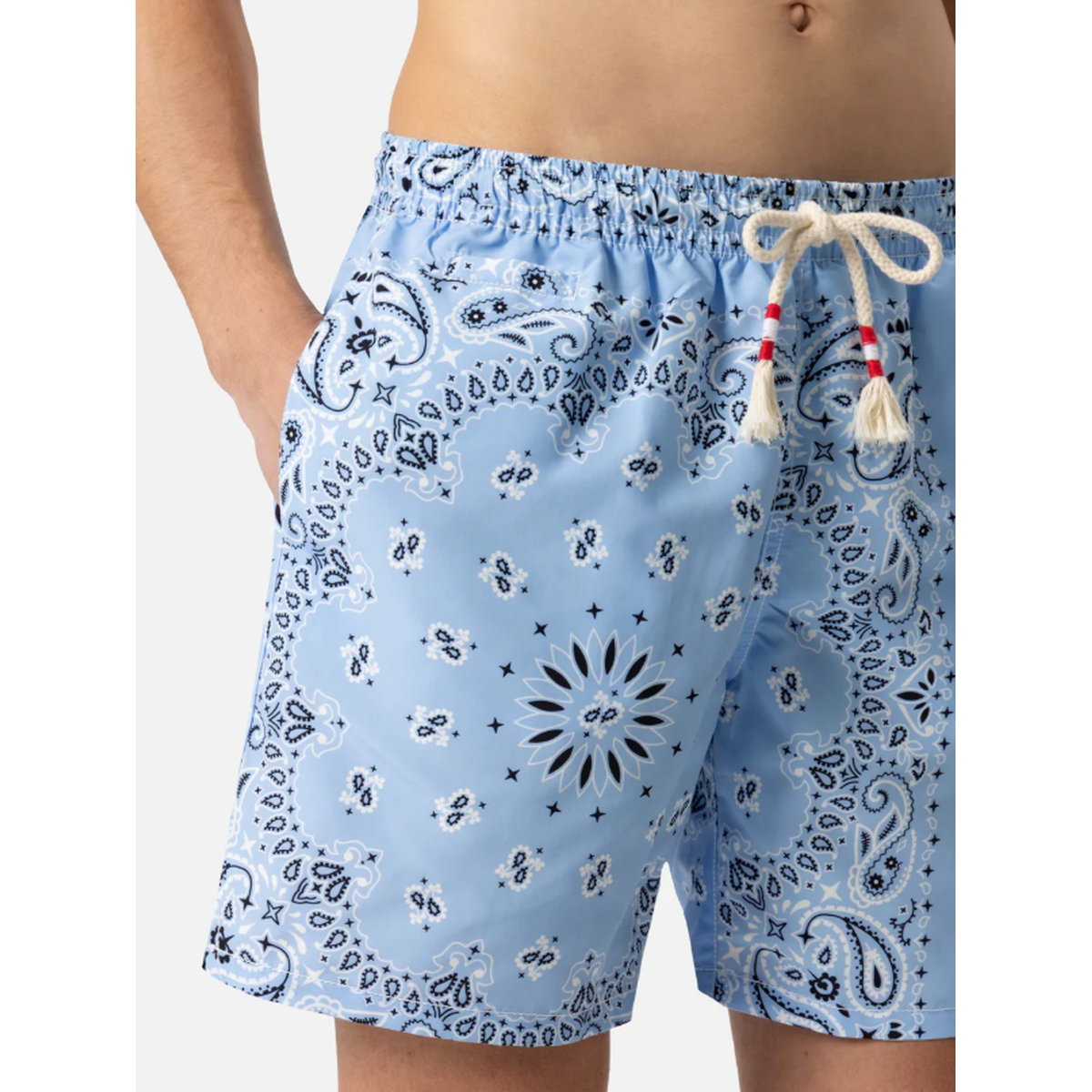 MC2 Saint Barth Caprese Swim Shorts in Light Blue Bandana Print